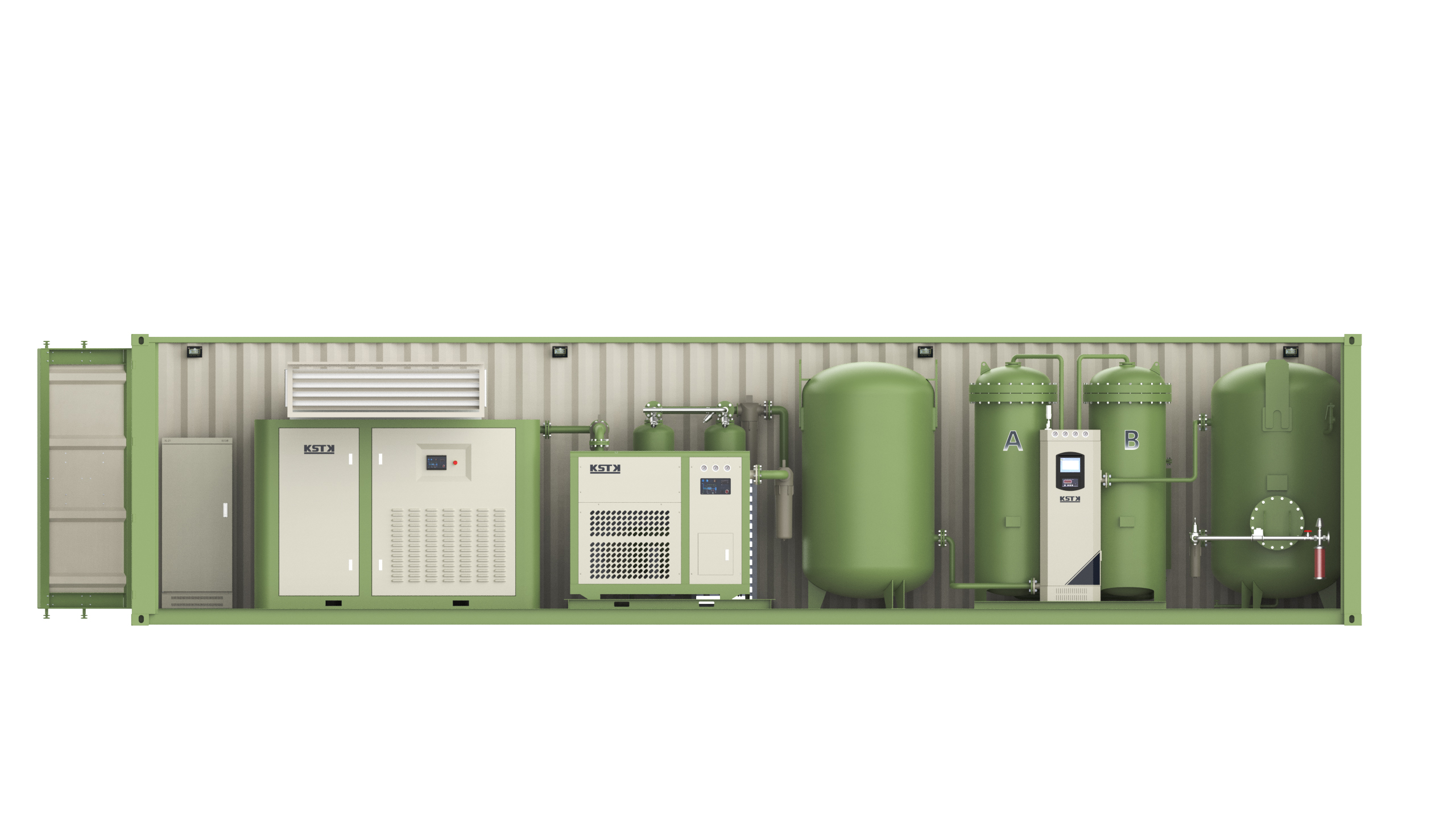 KSTK containerized oxygen station with integrated VPSA oxygen generator and air system