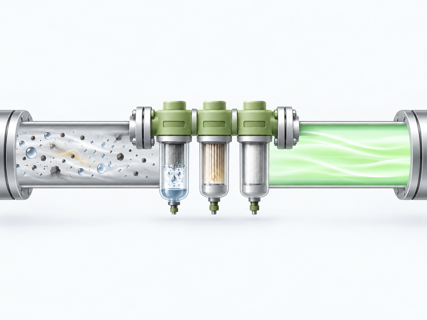 Multi-Stage Compressed Air Filtration for Moisture, Oil Mist, Dust, and Fine Particle Removal